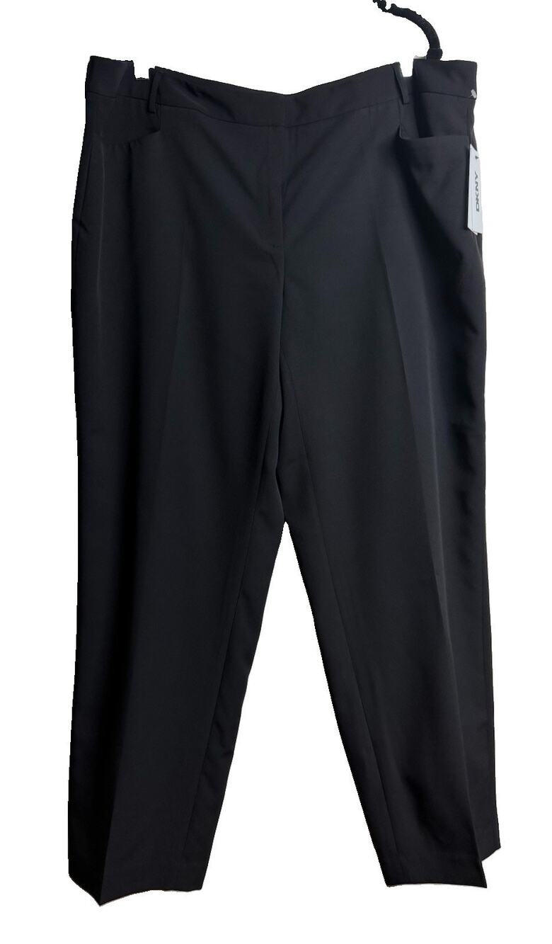 DKNY Women's Jet Black Sullivan St. Slash Pocket Fit Flare Pants Size 18W $109